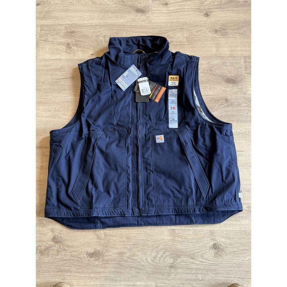 Carhartt Men's 103387 Flame-Resistant Cat 3 Quick Duck Vest Navy Blue 4XL